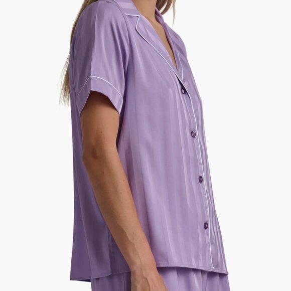 Splendid Stripe Satin Boxer Short Pajamas (Small, VIOLA SHADOW STRIPE) - Picture 3 of 13